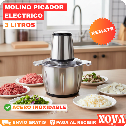 MOLINO PICADOR ELECTRICO ACERO INOXIDABLE 🔥 3 LITROS (TAMAÑO GRANDE)