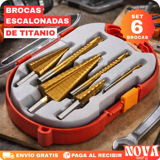 SET DE 6 BROCAS ESCALONADAS DE TITANIO